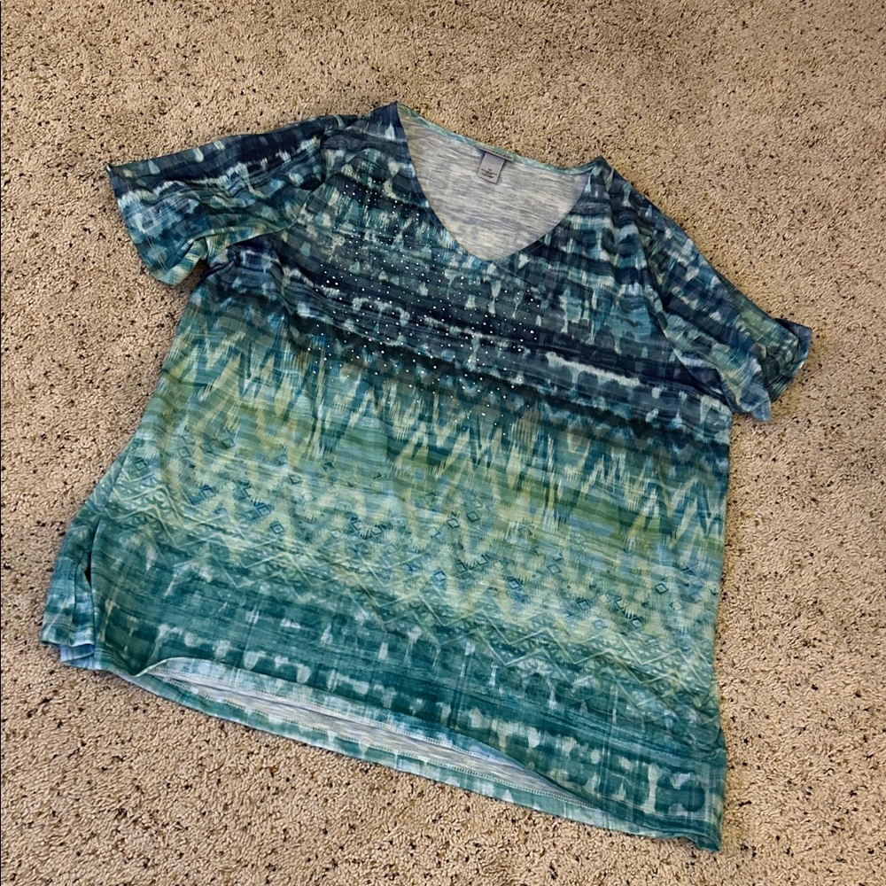 Catherines Light Blue and White Top